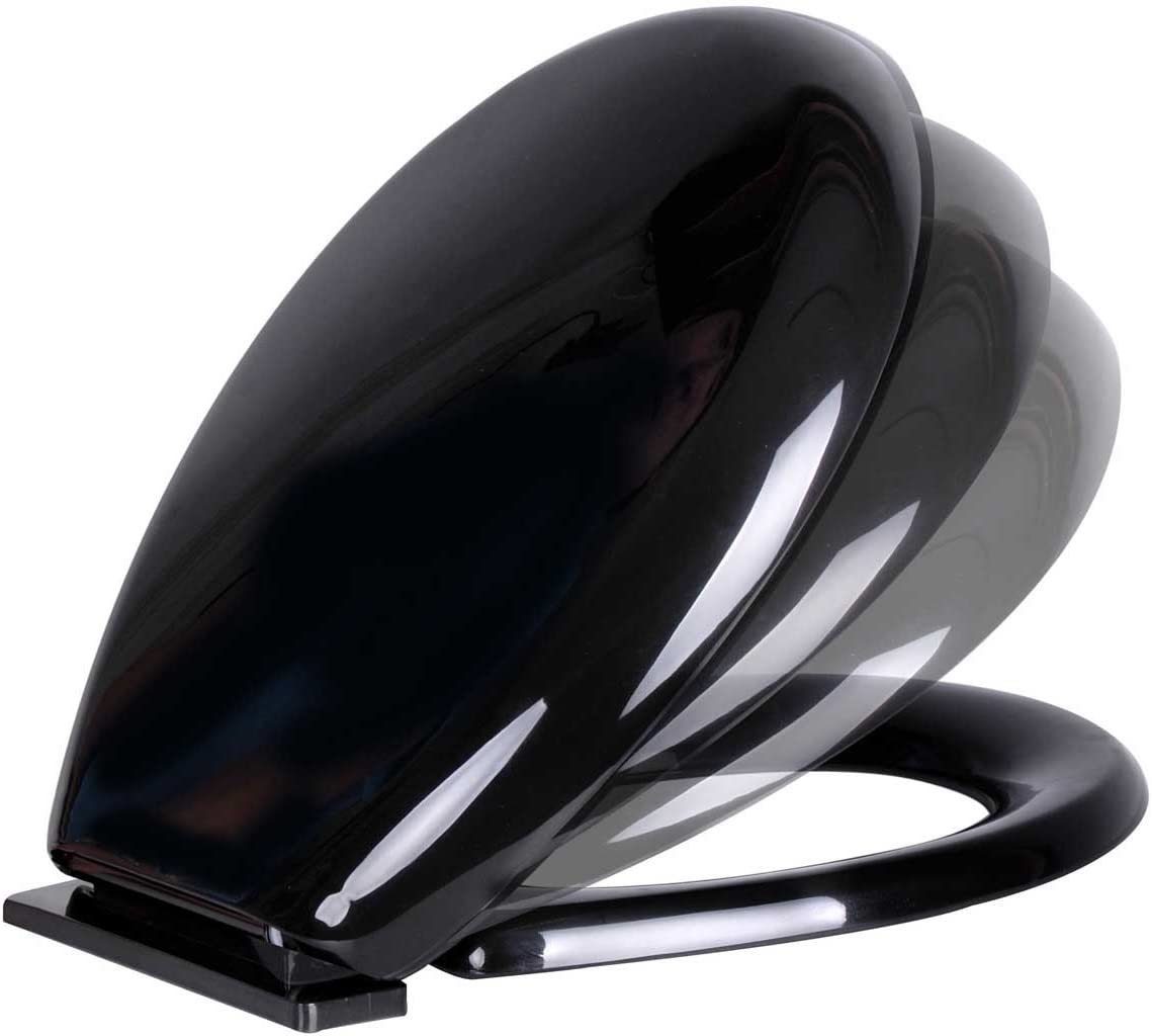Primary image for Renovators Supply Manufacturing Black Slow Close Round Toilet Seat No Slam Easy