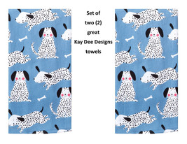 KAY DEE DESIGNS &quot;Wagging Dog Days&quot; Two Dual Purpose Terry Towels~16&quot;x26″... - £12.55 GBP