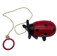 Vintage Brio Ladybug Pull Toy Ladybird Wood Sweden Walking Mechanism Insect Read - £8.45 GBP