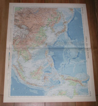 1958 Vintage Map Of China Japan Korea Thailand Indonesia / Scale 1:15,000,000 - £25.21 GBP