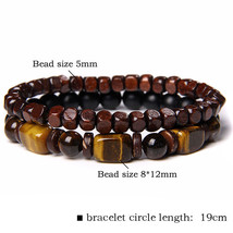 Fashion Men Bracelet Sets Tiger Eye Bracelets For Men Women Handmade Classic Nat - £12.38 GBP