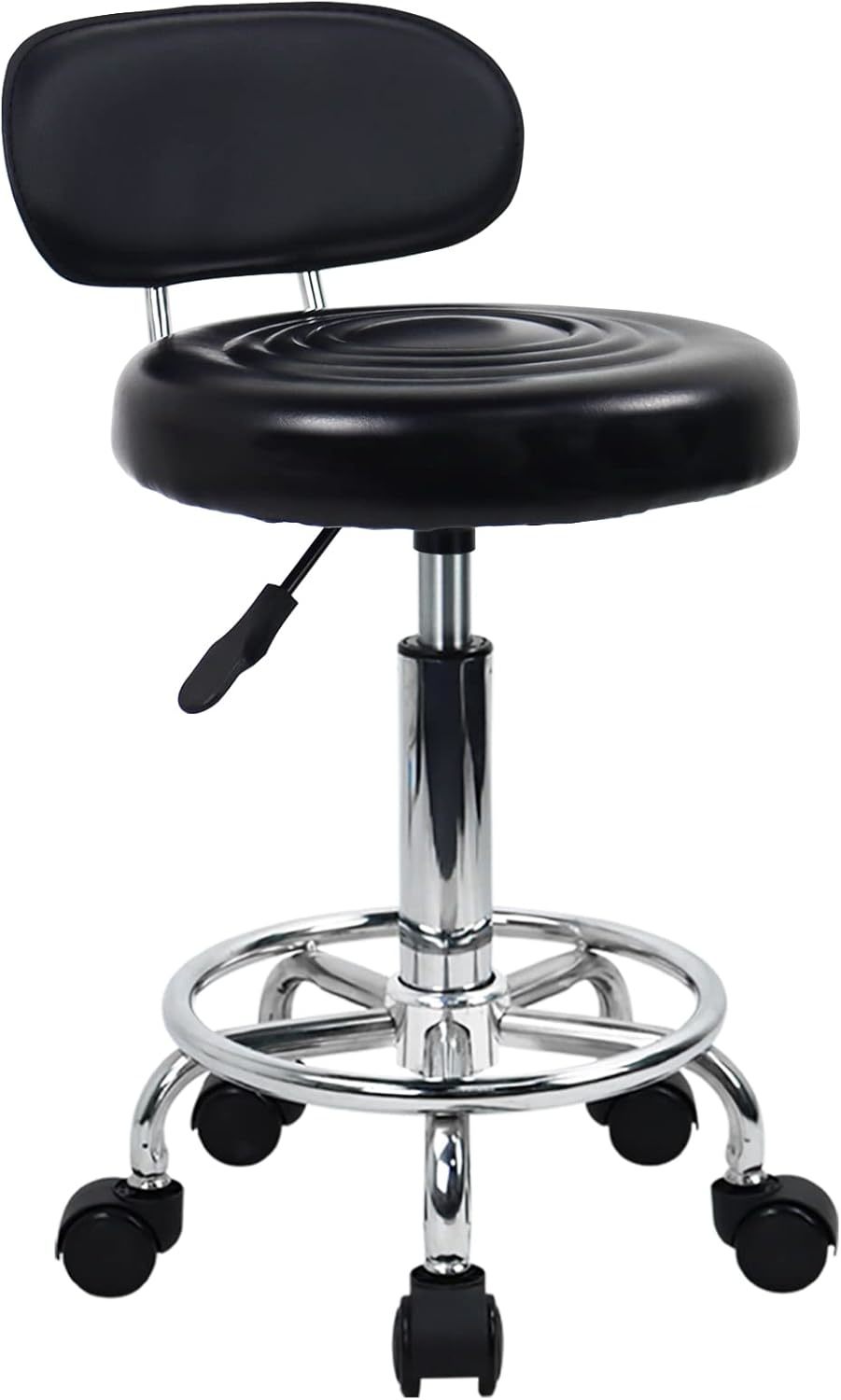 Kktoner Pu Leather Modern Rolling Stool With Low Back Height Adjustable,... - $47.97