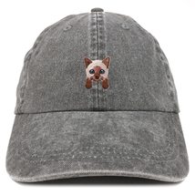 Trendy Apparel Shop Siamese Cat Kitten Patch Pigment Dyed Washed Baseball Cap -  - £15.97 GBP