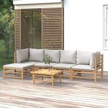  Garden Lounge Set Light Grey Bamboo Large Modular - $12,911.23 MXN