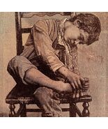 Boy With An Injured Foot 1892 Victorian Art Woodcut Printing Ephemera DW... - €25,73 EUR