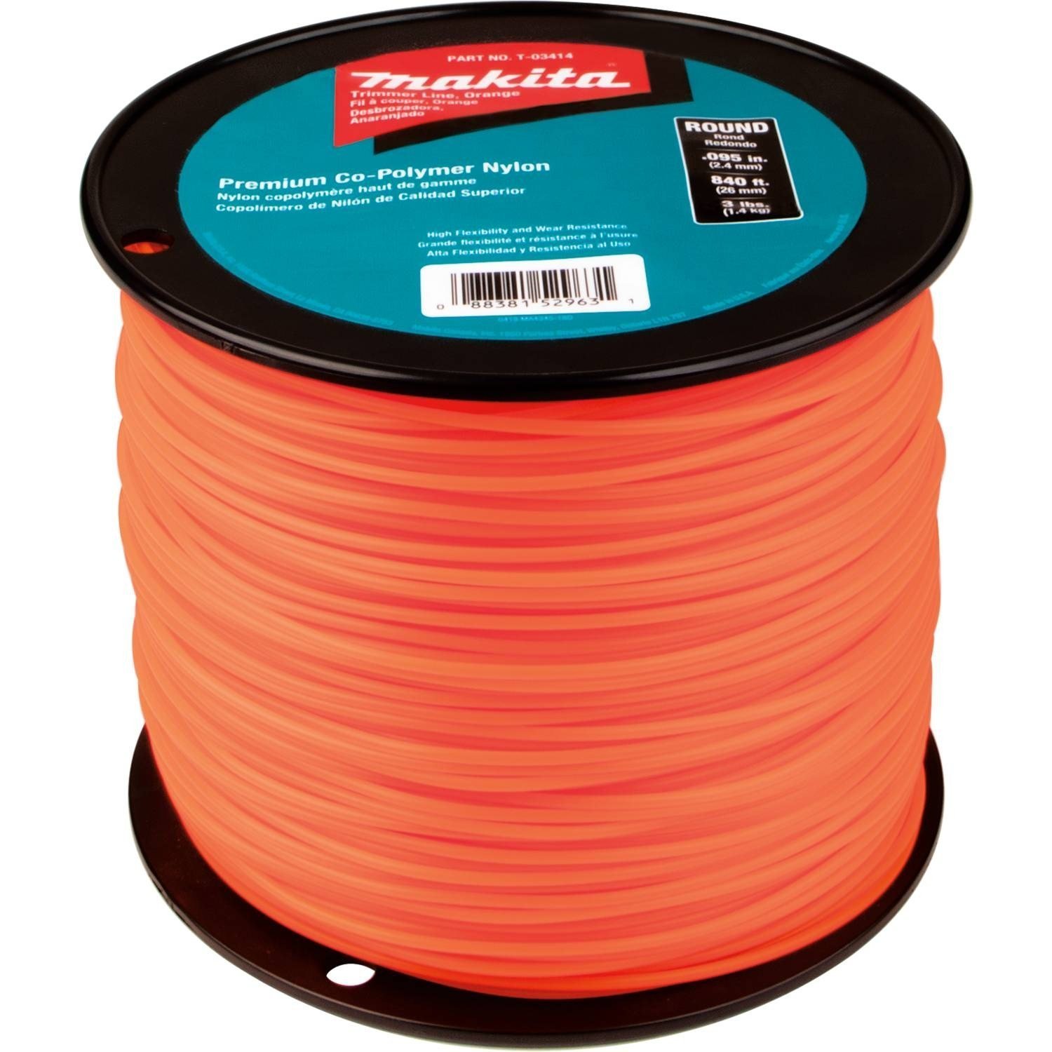 Makita T-03414 Round Trimmer Line, 0.095”, Orange, 840’, 3 lbs. - $32.98