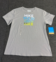 Nwt Columbia Womens Omni Shade Short Sleeve Hike Your Own Hike Gray Shirt Medium - £15.77 GBP
