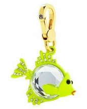 Juicy Couture Charm Crystal Gem Fish Green Goldtone New Original Labeled Box Pkg - $98.00