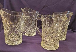 FOUR VINTAGE ANCHOR HOCKING SMALL GLASS PITCHER CREAMER PINEAPPLE DESIGN - £34.98 GBP