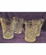 FOUR VINTAGE ANCHOR HOCKING SMALL GLASS PITCHER CREAMER PINEAPPLE DESIGN - $44.53