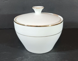 SONNET SUGAR BOWL with lid Fine China Japan White with Gold Trim - $16.82