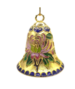 Vintage Cloisonné Bell Christmas Ornament Enameled Flowers Metal Pink Bl... - £24.77 GBP