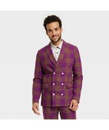 Houston White Adult Holiday Suiting Gingham Checkered Blazer Purple/Brow... - $27.06 CAD