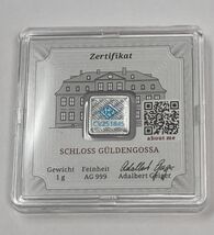 Geiger Original Premium Castle Schloss Guldengossa 1 Gram Silver Bar - $33.33