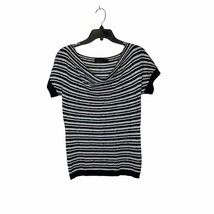 The Limited T-Shirt Top Size Medium Navy White Striped Acrylic Rayon Nyl... - £13.91 GBP