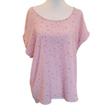 Hippie Rose Blouse Size XL Womens Pink Floral Flowy Short Sleeve Flower Hi Low - £15.93 GBP
