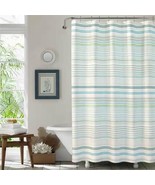 72-inch Sea Breeze Blue Green White Cabana Stripe Cotton Shower Curtain - $146.22 CAD