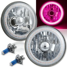 5-3/4&quot; SMD Pink LED Halo Angel Eye Halogen 60/55w Crystal Clear Headlight Pair - £79.89 GBP