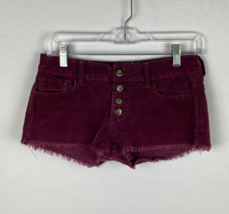 Roxy Shorts Juniors Lightweight Fringed Corduroy Exposed Button Fly Ocea... - $22.49