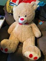 Tan Valentine Teddy Bear Large 40&quot; Tall Plush Stuffed Animal Toy Huge Jumbo - £40.66 GBP