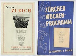 What Zurich Has to Offer This Week 1932 Booklet &amp; Tour 1930 Brochure Zep... - $87.12