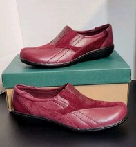 Clarks Womens Loafer Shoes Bendables Bingo Q Slip-On Leather Wine Red Sz... - $43.95
