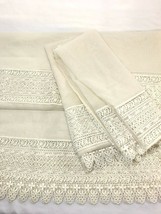 Embroidered Lace Inlay Ivory Scalloped 2-PC 108 x 62 Sheer Drapery Panel Set(s) - £28.16 GBP