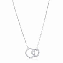 Sterling Silver, Polished &amp; Textured, Double Circle Necklace - $33.25