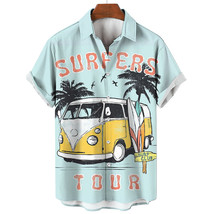 Hawaiian shirt for men VW Bus Typ2 T2 Bulli classic car Surfer Tour - £22.71 GBP