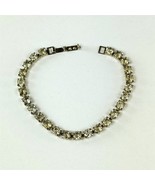 ✅ Vintage Silver Tone Clear Square Rhinestone Crystal Link Bracelet 6.75... - £5.72 GBP