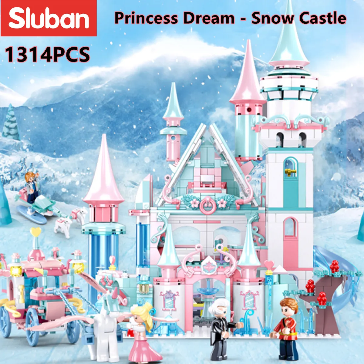 Sluban Building Block Toys Girls Dream Ice Castle 1324PCS Bricks B0789 Friends - £80.06 GBP