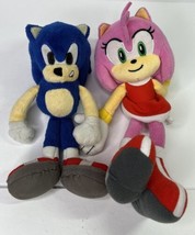 Sonic Tomy Amy Rose 8” &amp; Sonic The Hedgehog 7” Plush Sega Figures Vintage - £37.73 GBP