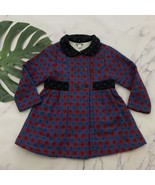 Petit Confection Girls Retro Coat Size 5 Blue Red Double Button Peter Pa... - $15.83