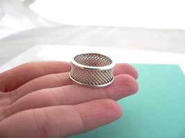 Tiffany &amp; Co Silver Mesh Ring Band Sz 7.25 Rare Gift Love Cool - £237.66 GBP