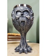 Metallic Silent Screaming Distorted Skull Face Tall Wine Drink Goblet Ch... - $30.50 CAD