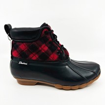 Skechers Pond Good Plaid Black Red Womens Size 7 Rubber Duck Boots - £54.31 GBP