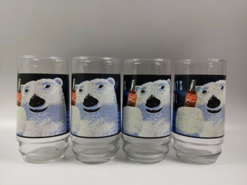 Primary image for Vintage Four (4) Coca-Cola Polar Bear Always Cool Glass 16 Ounce 1993