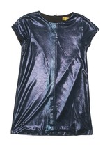 NICOLE MILLER Girls Blue Metallic Short Sleeve Scoop Neck Dress - Size Large - £23.18 GBP