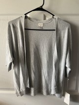 A New Day Womens Size S Gray Sparkly Coverlet Sweater Short Sleeved Open... - $14.46