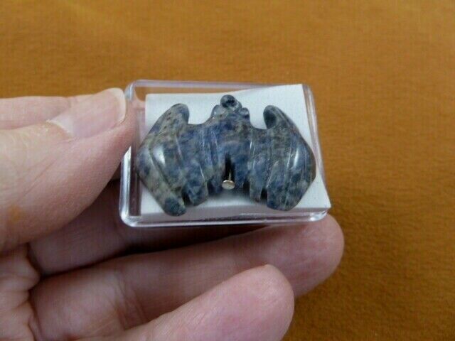 ann-bat-7 Blue gray Sodalite BAT flying gemstone figurine Pendant NECKLA... - $9.73