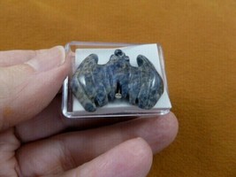 ann-bat-7 Blue gray Sodalite BAT flying gemstone figurine Pendant NECKLA... - $13.32 CAD