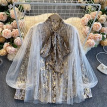 Women Design  Blouse Spring 2021 Korean Fashion Bow Collar Long Sleeve Tops Autu - £82.39 GBP