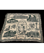 Hobart Oklahoma Tapestry Blanket City of Iris White Green Vintage Librar... - €84,88 EUR