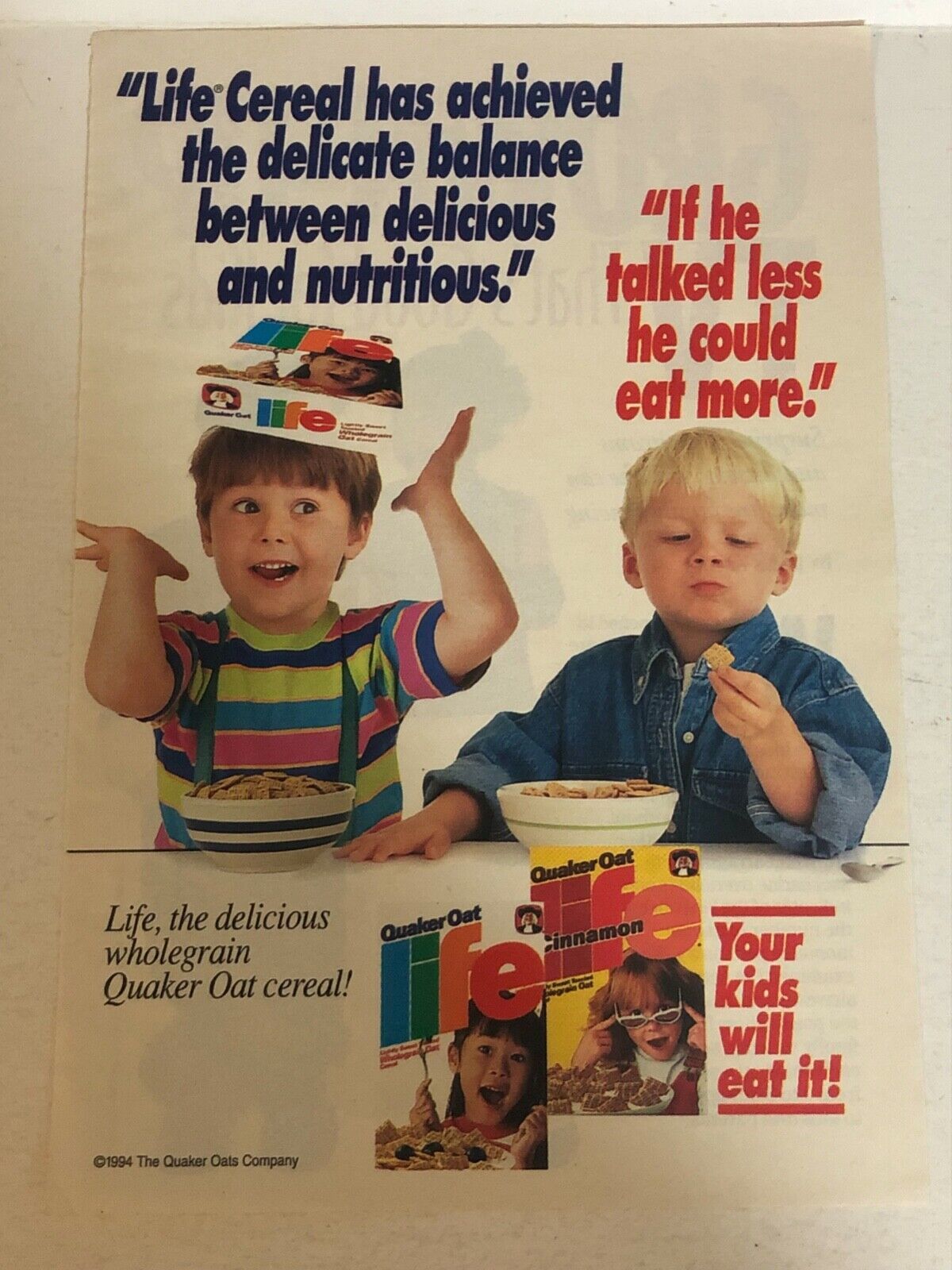 1994 Life Cereal Vintage Print Ad  pa27 - $7.91