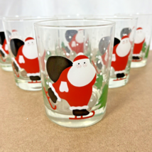 6 Christmas Bar Glasses Set of Six Old Fashion Glass w Skating Santa Dou... - $24.99