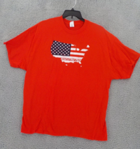 Mens T-SHIRT Sz 2XL Red 100% Cotton Shirt Usa Flag &quot;Home Of The Free&quot; Print Nwot - £12.56 GBP