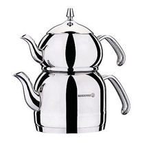 Korkmaz Efendi 1.1 Liter Tea Pot &amp; 2.4 Liter Kettle Set in Silver - £65.65 GBP