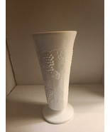 Vintage Indiana Glass Colony Harvest Grape White Milk Glass Footed Vase - $8.59