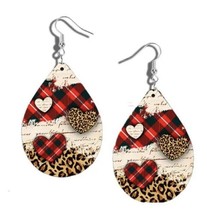 Plaid Heart Leopard &amp; Plaid Earrings - Double Sided PU Leather Earrings - £4.72 GBP