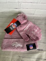 Ultra Game NFL Denver Broncos Pink Winter Beanie Knit Hat with Gloves Set NEW - £23.35 GBP